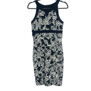 WHBM 6 Black/White Lace Tiered Instantly Slimming Poly/Span Sheath Dress